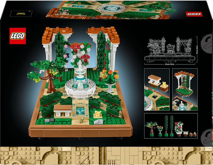 LEGO Icons Fountain Garden - Set de construcție în miniatură pentru adulți cu frunze, chiparoși, copaci, liane, flori - Idee creativă de cadou pentru ziua de naștere, cadou de casă pentru femei, bărbați - 10359