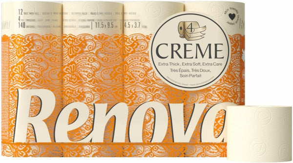 Hârtie igienică Renova 4 straturi cremă parfumată, 12 role rolă