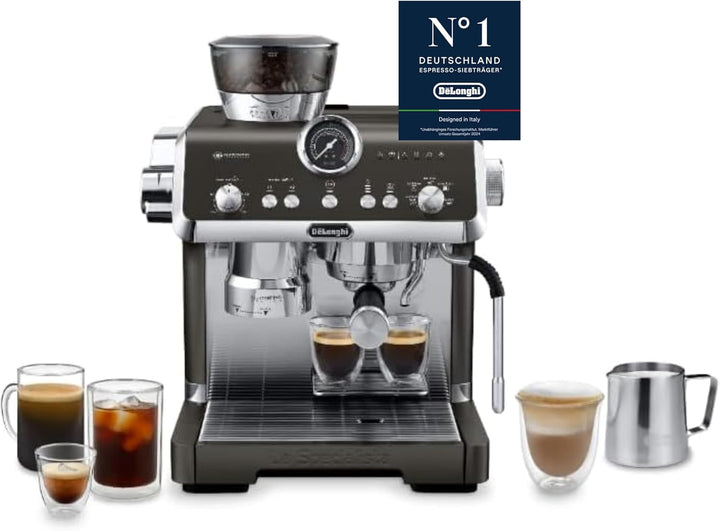 Espressor portafiltru De'Longhi La Specialista Touch EC9455.M, espressor cu râșniță integrată, ghid barista, 15 bar, funcție cold brew, spumare automată a laptelui, ecran tactil, metal