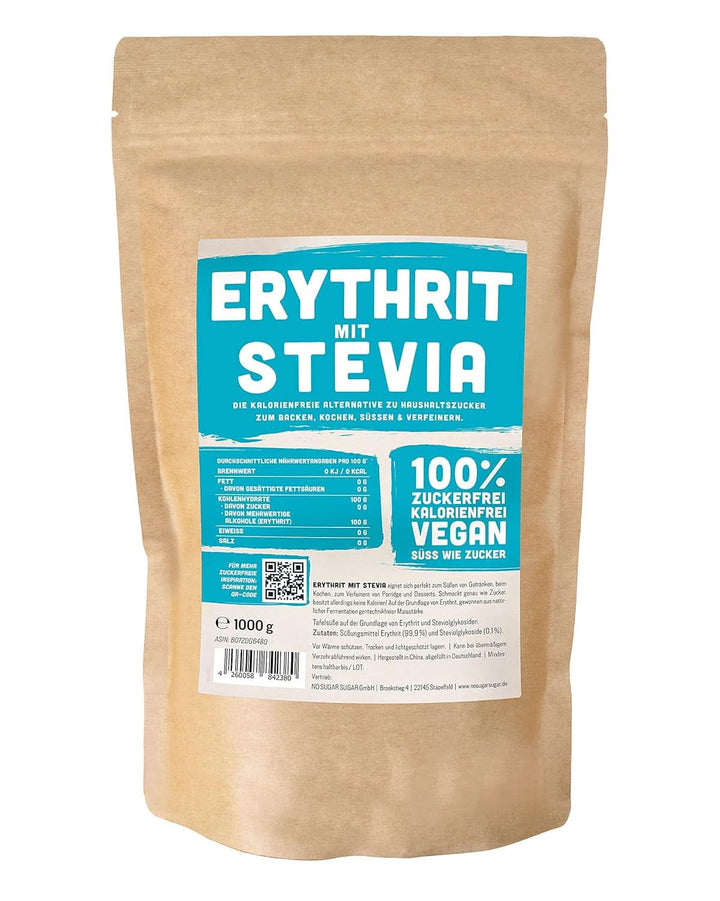 Eritritol + Stevia Înlocuitor natural de zahăr fără calorii 1:1, 1 Kg