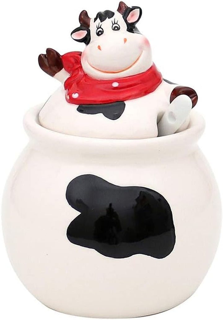 Dekohelden24 cutie de depozitare ceramică vacă, aprox. 12 x 11 x 20.5 cm, 20 Cutii depozitare alimente Naty Shop Bol de zahăr