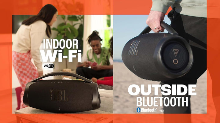 JBL Boombox 3 Wifi - Difuzor wireless cu Bluetooth și Wifi - Compatibil cu aplicația JBL One - Timp de redare de 24 de ore - Rezistent la apă și praf - Powerbank integrat - Negru
