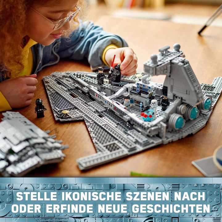 LEGO Star Wars Imperial Star Destroyer, Set navă stelară, Jucărie de construcție, Playset cu Darth Vader și Cal Kestis, Cadou de ziua de naștere pentru băieți, fete și fani 75394