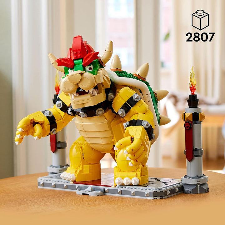 LEGO Super Mario The Mighty Bowser, kit model 3D, set mare cu figură mobilă de colecționat, inclusiv platformă de duel, idee de cadou pentru fani, de afișat ca decor pentru cameră 71411