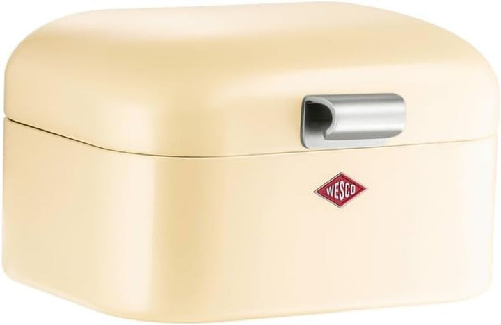 Coș pentru pâine Wesco Mini Grandy în culoarea roz, tablă de oțel acoperită cu pulbere, găuri de ventilație și mâner robust Cutii depozitare alimente Naty Shop Migdale