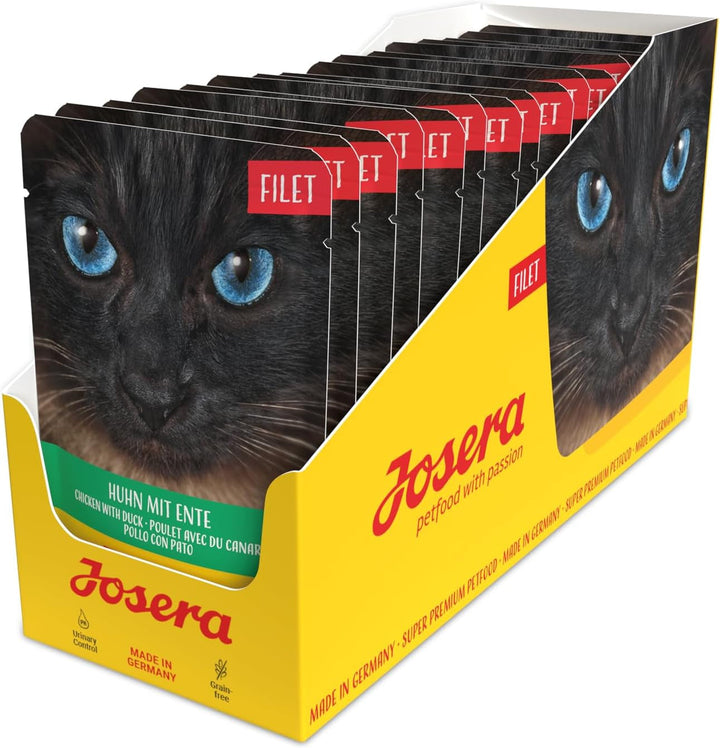 JOSERA Filet Pure Chicken (16 X 70 G) | Adult | Hrană umedă premium pentru pisici adulte | Pui pur cu 40% file de pui | Fără cereale | Hrană umedă pentru pisici în pungă proaspătă | 16Pack