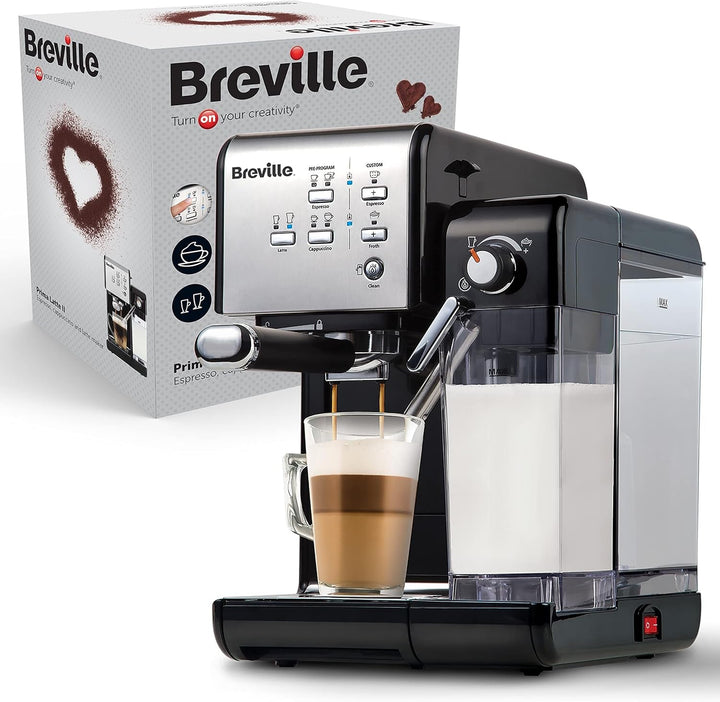 Breville Prima Latte II Espresso | Mașină Latte și Cappuccino | Pompă profesională de 15 bari și spumant pentru lapte | Roșu [VCF109X]