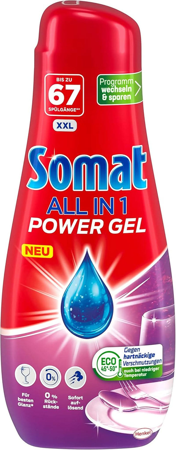 Somat All in 1 Power Gel (67 cicluri de clătire), Lichid de spălat vase pentru curățare puternică