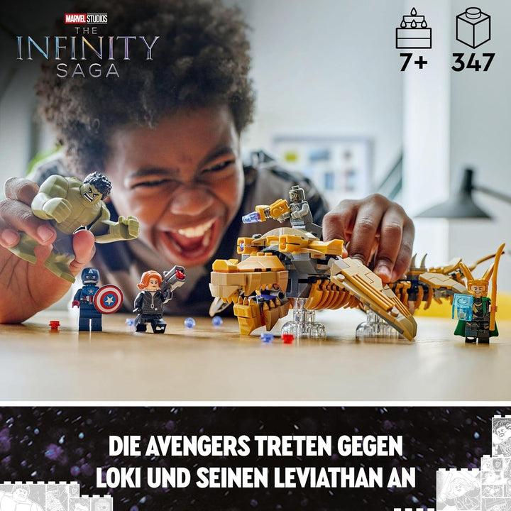 LEGO Marvel Avengers Vs. Leviathan, jucărie de construcție, set cu Hulk și minifigurinele Captain America, Loki, Black Widow și Chitauri, set de joacă Avengers pentru băieți și fete de peste 7 ani 76290