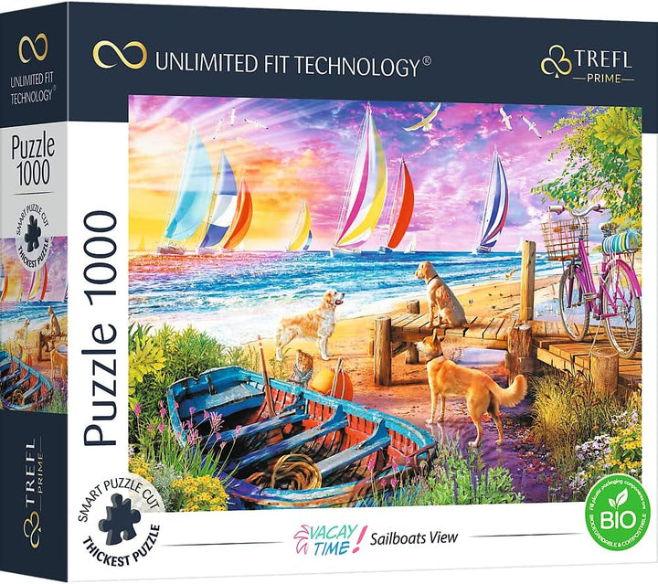 Trefl 26196 1500 elemente, carton cel mai gros, organic, ECO, Italia, apus de soare, divertisment pentru adulți și copii de la 12 ani, Uft-Puzzle Romantic Sunset: Vernazza, Liguria, Italia