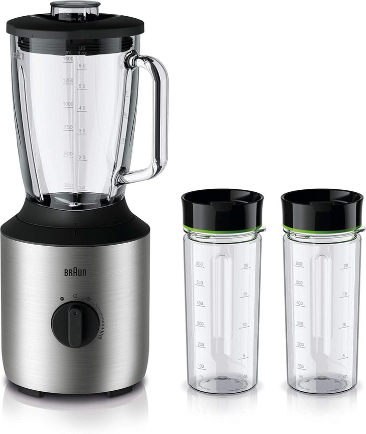 Braun Powerblend 3 JB 3150 BK Standmixer - 1,5 L Glas-Mixaufsatz, Küchenhelfer Zum Zerkleinern, Pürieren & Mixen, 800 Watt, Schwarz