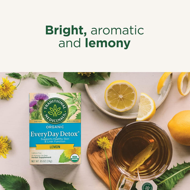 Tea, Organic Everyday Detox Lemon, Supports Healthy Skin & Liver Function, Detox, 16 Tea Bags Tea USA Naty Shop
