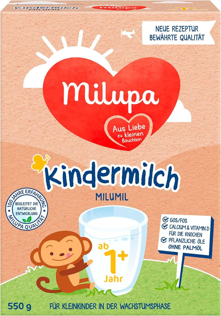 Milupa Milumil Kindermilch 1 plus – Ab 1 Jahr – Für Kleinkinder in Der Wachstumsphase – Begleitet Die Natürliche Entwicklung – 5 X 550 G Pulver