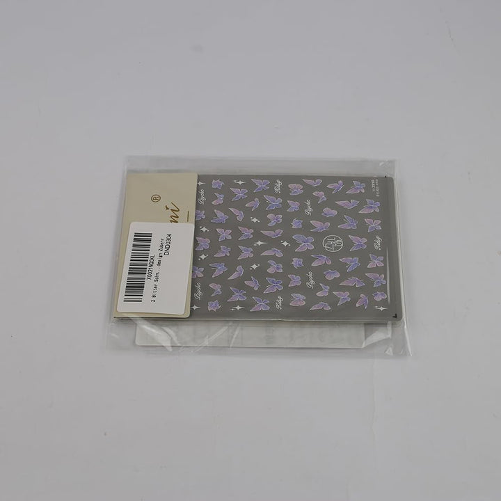 2 Blätter Schmetterling Nagelsticker Selbstklebend,Muschel Glitzer Nail Art Butterfly Nail Sticker Lila Grau Schmetterlinge Nagelaufkleber Relief Laser Butterflies Nagel Sticker Nageldesign Zubehör