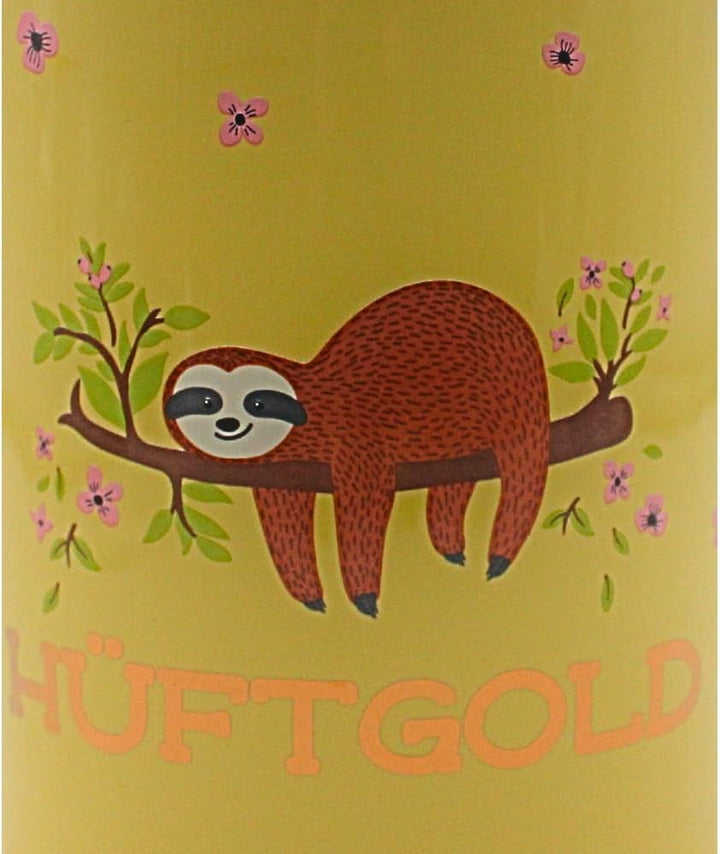 Dekohelden24 Cutie ceramică elegantă pentru depozitare/cafea/alimente proaspete/biscuit Hüftgold. Motivul: leneș. Dimensiuni: H/Ø 15,6 x 11 cm. Cutii depozitare alimente Naty Shop