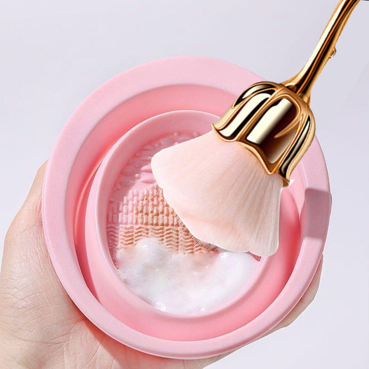 2 Blumen-Make-Up-Pinsel, 1 Waschschüssel, Nail-Art-Staubpinsel, Foundation-Make-Up-Pinsel, Nail-Art-Make-Up-Pinsel-Zubehör