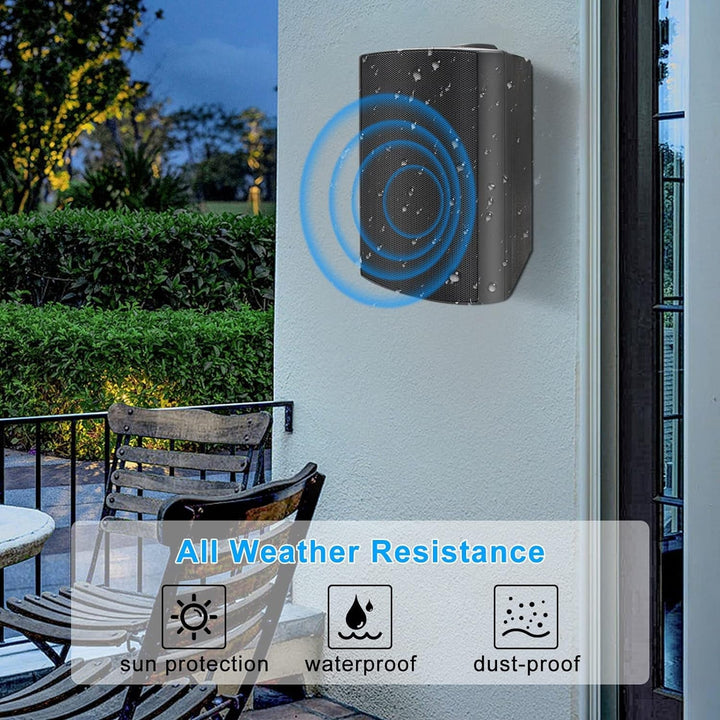Herdio 5,25 Zoll Außenlautsprecher Wasserdicht Verdrahtet 600Watt Wandmontage-Outdoor Lautsprecher Superior Stereo Dome Tweeter Allwetter Für Indoor- Outdoor Patio Porch (4 Schwarze Lautsprecher)