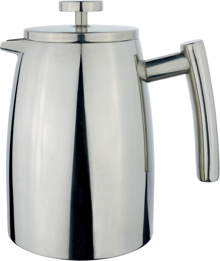 Cafe HFD-16 Stäl Belmont filtru de cafea cu perete dublu din oțel inoxidabil de înaltă calitate 18/10 - 16 cești demitasse, 2 litri, lustruit lucios, tamper