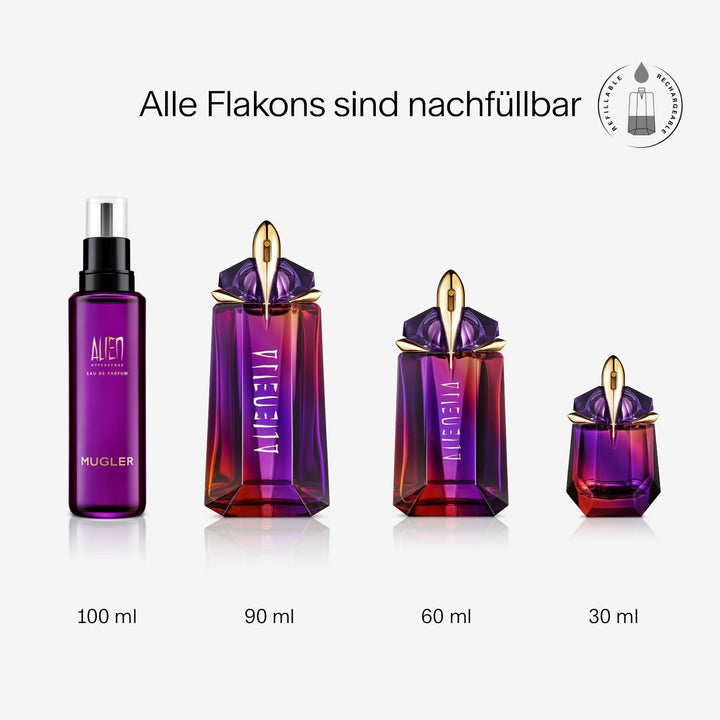MUGLER Alien Hypersense Eau De Parfum, Parfum pentru femei, Aromă fructată, lemnoasă și florală, Hipermodern și hiperfeminin, Reîncărcabil, 30 ml