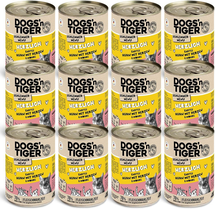 Dogs'N Tiger Gourmet Menu Glückskind, hrană umedă pentru pisoi, pui suculent și păstrăv - fără cereale, zahăr adăugat, conservanți artificiali, compatibilitate optimă, 6X400G