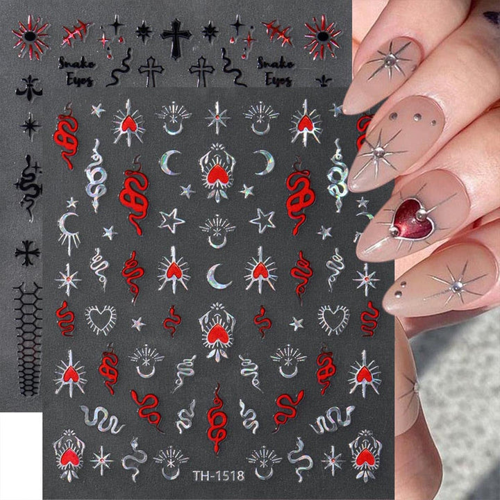 JMEOWIO Nagelsticker Mond Stern 10 Blatt Nail Art Sticker Selbstklebend Nagelaufkleber Dekoration Nageldesign Zubehör