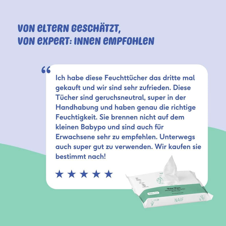 Naïf Plastikfreie Feuchttücher 864 Stück (16Er X 54 Feuchttuch) - Pflege Für Babypo, Körper Und Gesicht - 99% Aus Wasser - 0% Parfüm Und Alkohol - Nachhaltige Feuchttücherbox Eukalyptus Sensitiv