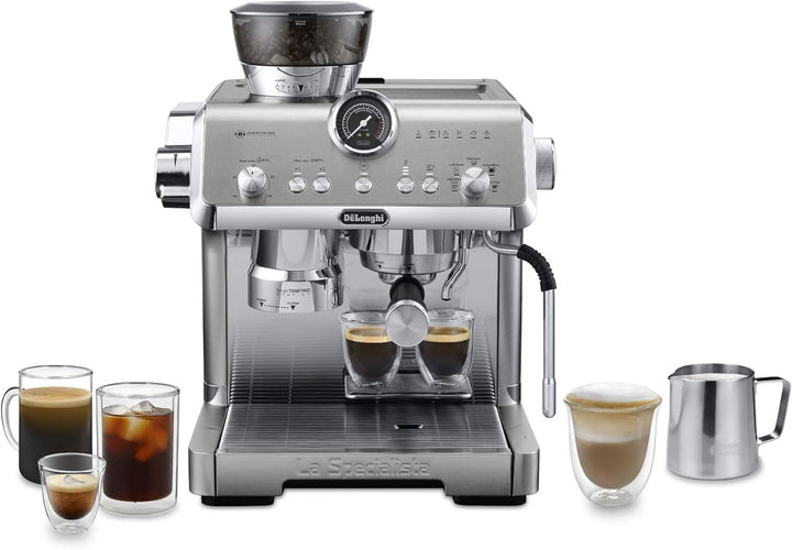 De'Longhi La Specialista Arte EC9155.MB mașină portafilter, mașină espresso Cu râșniță, 8 râșnițe, 15 bar, 3 temperaturi, duză spumare lapte, 1550W, rezervor 1.7L, oțel inoxidabil/negru Inclusiv kit barista