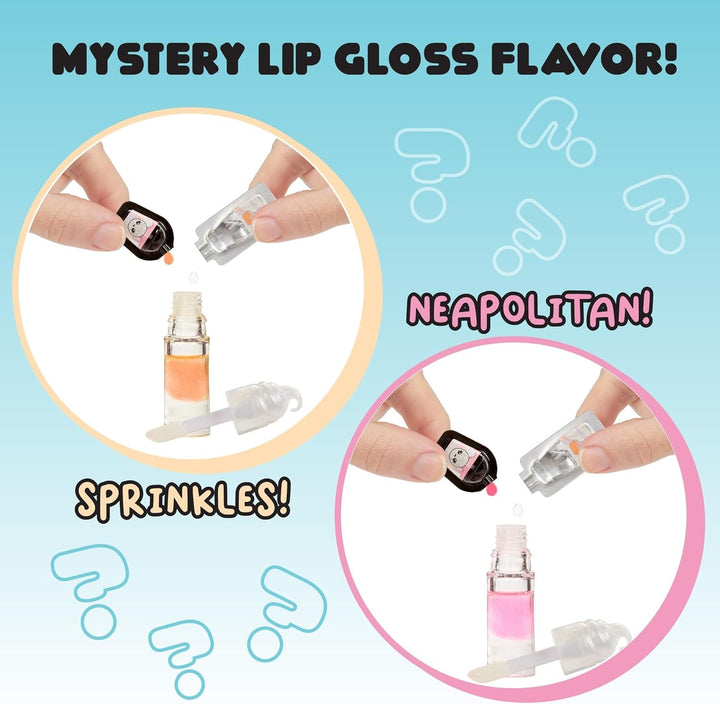 Papusa cu luciu de buze Yummiland - Mystery Chase - Include set de luciu de buze DIY, potrivit pentru copii cu vârsta de 4 ani și peste