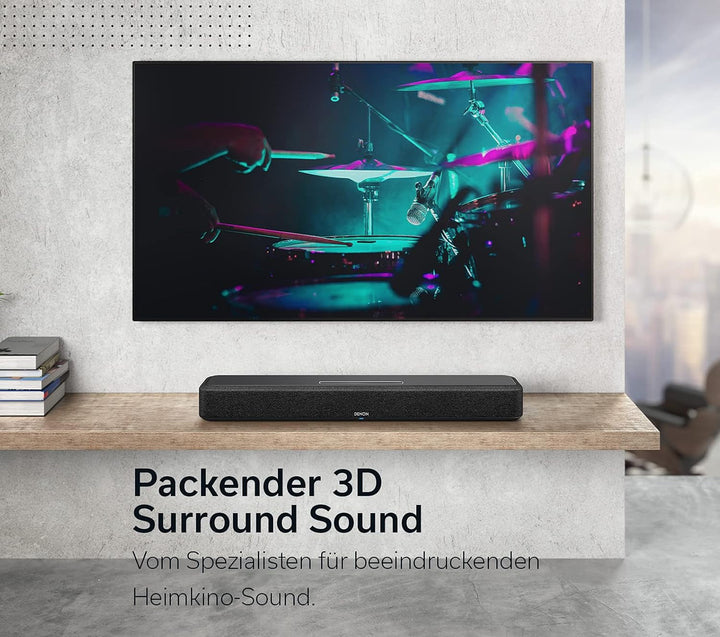 Denon Home Sound Bar 550 Kompakte Heimkino Soundbar Mit Dolby Atmos, DTS:X, Alexa Built-In, WLAN, Bluetooth, Airplay 2, HEOS Built-In, HDMI Earc, 4K Ultra-Hd, Dolby Vision, HDR10, Schwarz