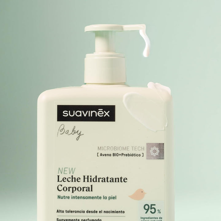 Suavinex, Syndet șampon pentru copii pentru piele și păr, fără săpun, 750 ml + loțiune hidratantă pentru corp, 750 ml, potrivit pentru pielea sensibilă și nou-născut, cu 90%-93% ingrediente naturale.