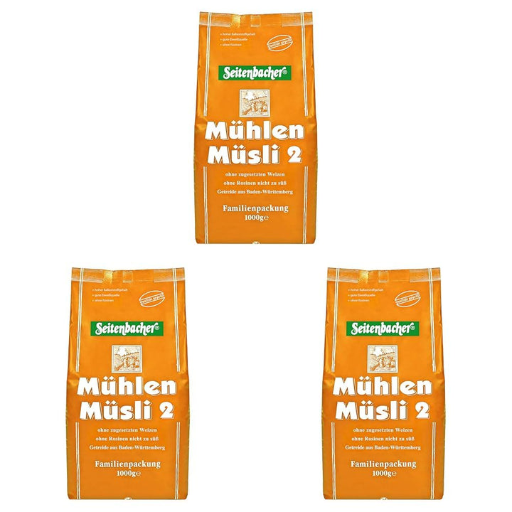 Seitenbacher Mühlen-Müsli 2 I Ohne Rosinen I Weizenfrei I Vorratspackung I (1 X 1000 G )