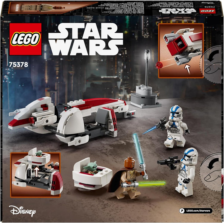LEGO Star Wars Escape With The BARC Speeder, the Mandalorian Set, Toy Bike With Sidecar, Includes The Figures Kelleran Beq And Grogu, Gift For Boys And Girls From 8 Years 75378