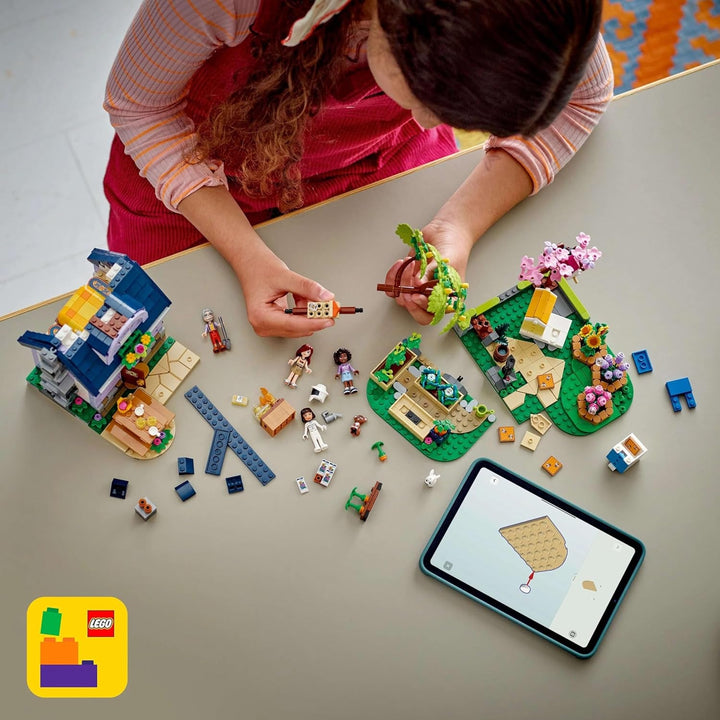 LEGO Friends House And Flower Garden The Beekeeper, set de construcție, set de joacă în natură, cadou pentru fete de la 12 ani, set cu model construibil, 4 minifigurine și figuri de animale, pisică și iepure 42669
