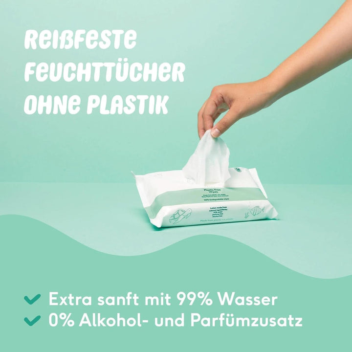 Naïf Plastikfreie Feuchttücher 864 Stück (16Er X 54 Feuchttuch) - Pflege Für Babypo, Körper Und Gesicht - 99% Aus Wasser - 0% Parfüm Und Alkohol - Nachhaltige Feuchttücherbox Eukalyptus Sensitiv
