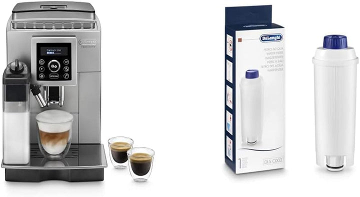 Aparat de cafea complet automat De'Longhi ECAM 23.460.SB (15 bar presiune, sistem automat cappuccino, rezervor de apă detașabil de 1,8 litri, panou LCD, curățare automată) argintiu/negru