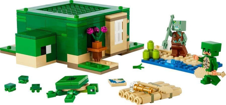LEGO Minecraft The Turtle Beach House, casă de jucărie cu accesorii pentru fete și băieți de la 8 ani, set cu animale și personaje din jocul video, cadou pentru gameri 21254