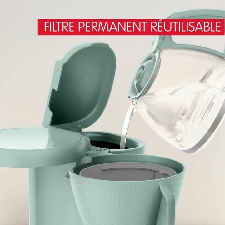 Cafetieră cu filtru Moulinex, rezervor de apă frontal, 1,25 L, filtru permanent, suport pivotant pentru filtru cu mâner lat, opritor de picurare, funcție Keep Warm, culoare Eucalyptus Morning FG2M1310