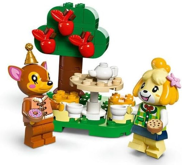 LEGO Animal Crossing Vizită de la Melinda, jucărie creativă pentru copii cu 2 mini-figurine din seria de jocuri video, inclusiv Fatima, Merch, cadou pentru fete și băieți de la 6 ani 77049