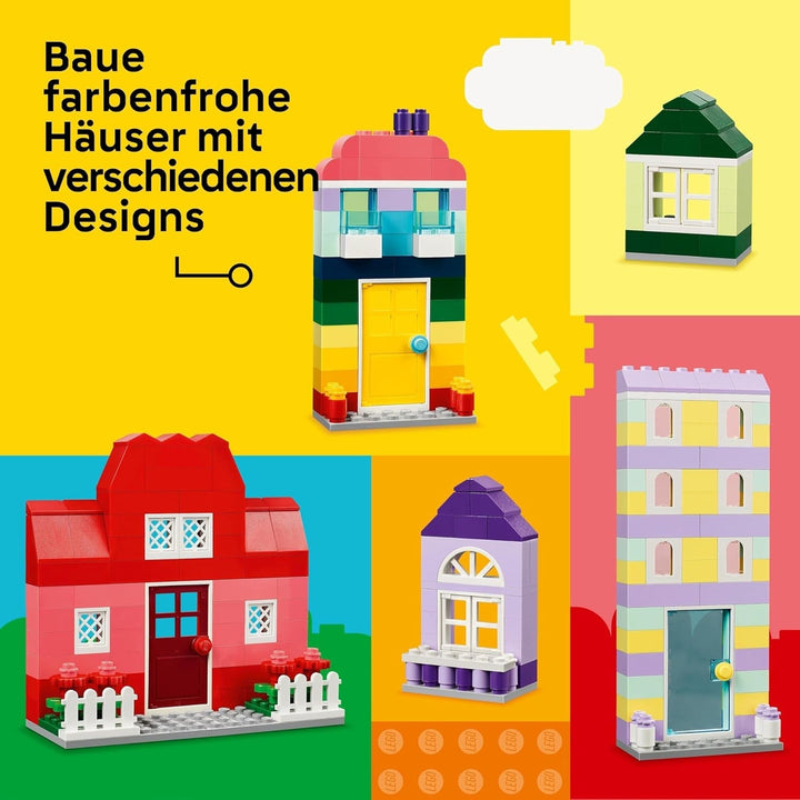 LEGO Classic Creative Houses, set de cărămizi de construcție pentru copii, jucărie de construcție cu 850 de cărămizi, jucărie de construit case cu accesorii, cadou pentru băieți și fete de la 4 ani 11035