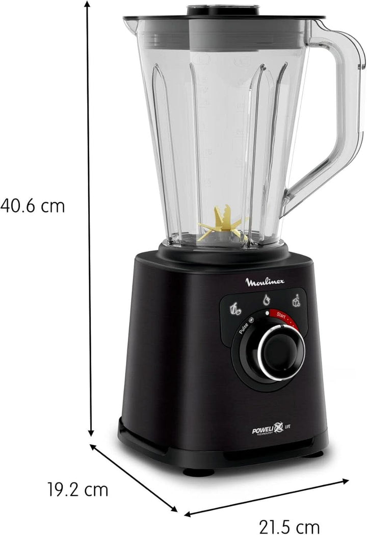 Perfect Mix+ LM88A8 Standmixer, 1200 W, Schnelle Ergebnisse, 1,5 L Fassungsvermögen, 3 Programme: Smoothie-Mixer, Eiszerkleinerer, Autoclean, Tritan-Krug, Inklusive Paddel, Schwarz