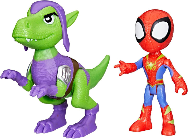 Marvel Spidey And His Super Friends Dino-Webs Spidey-Rex & Miles "Spin" Morales Spider-Man Action Figure Set