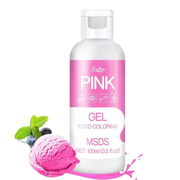 Lebensmittelfarbe Gel - 100Ml Gel Lebensmittel Farben Für Kuchen, Backen, Kekse, Macaron - Zuckerfrei Konzentrierte Farbe Food Coloring Für Tortendeko, Getränken, Osterei, DIY Slime (Weiß) Naty Shop Rosa