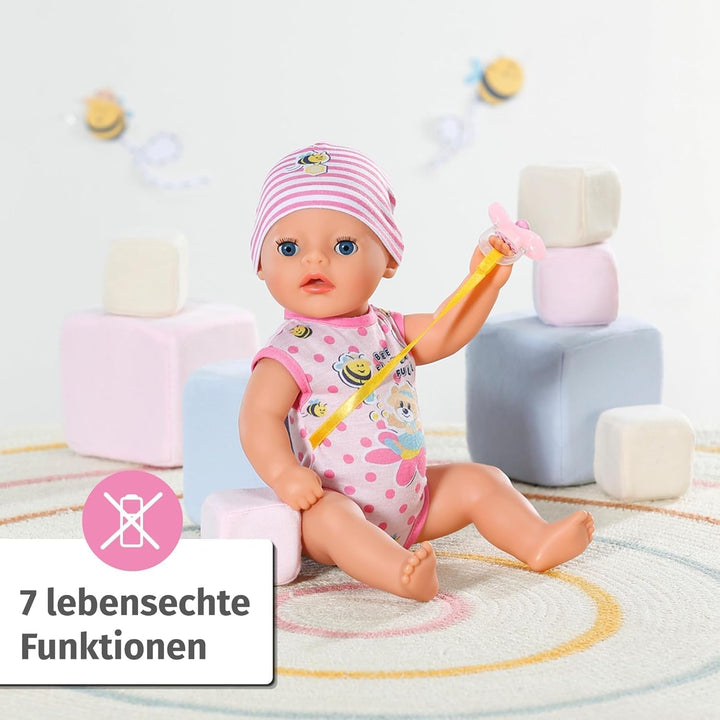 BABY Born Lena (fetiță) 36 cm, păpușă cu 7 funcții pentru copii de la 1 an, funcționează fără baterie, păpușă mare de 36 cm, 834596 Zapf Creation, roz