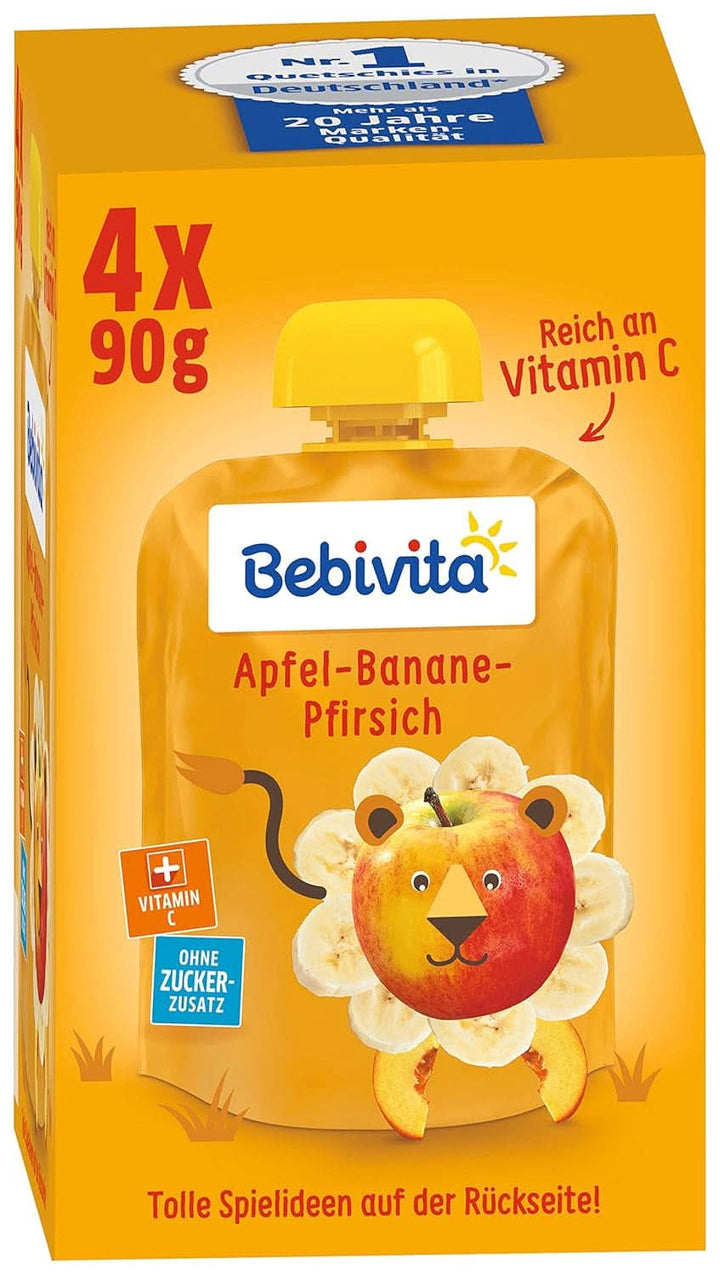 Kids fun fructe și cereale, integrale în mere-banane, pachet de 4 ( 4 X 90 grame )