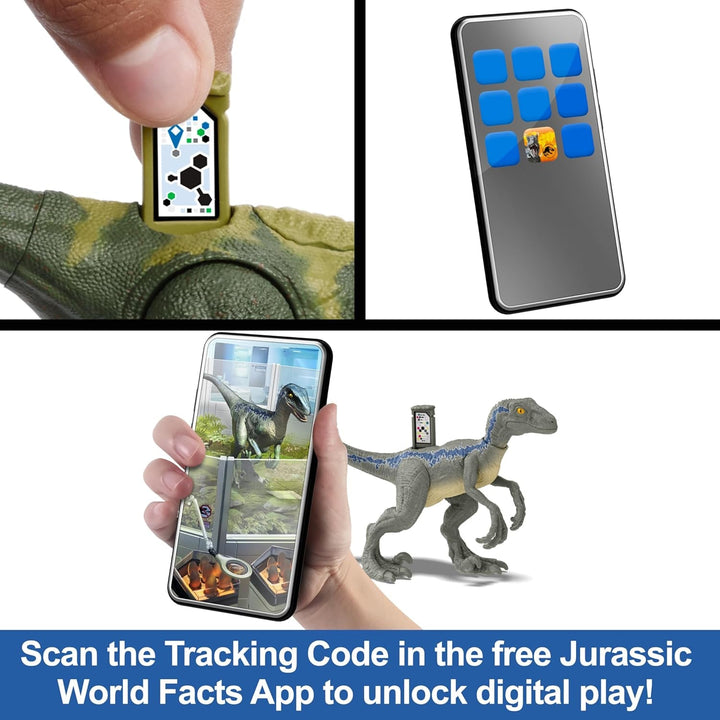 Jucărie dinozaur Jurassic World, Bistahieversor Gigantic Trackers Specii mari Figura de acțiune cu mișcare de atac și echipament de urmărire, distracție digitală, HLP27