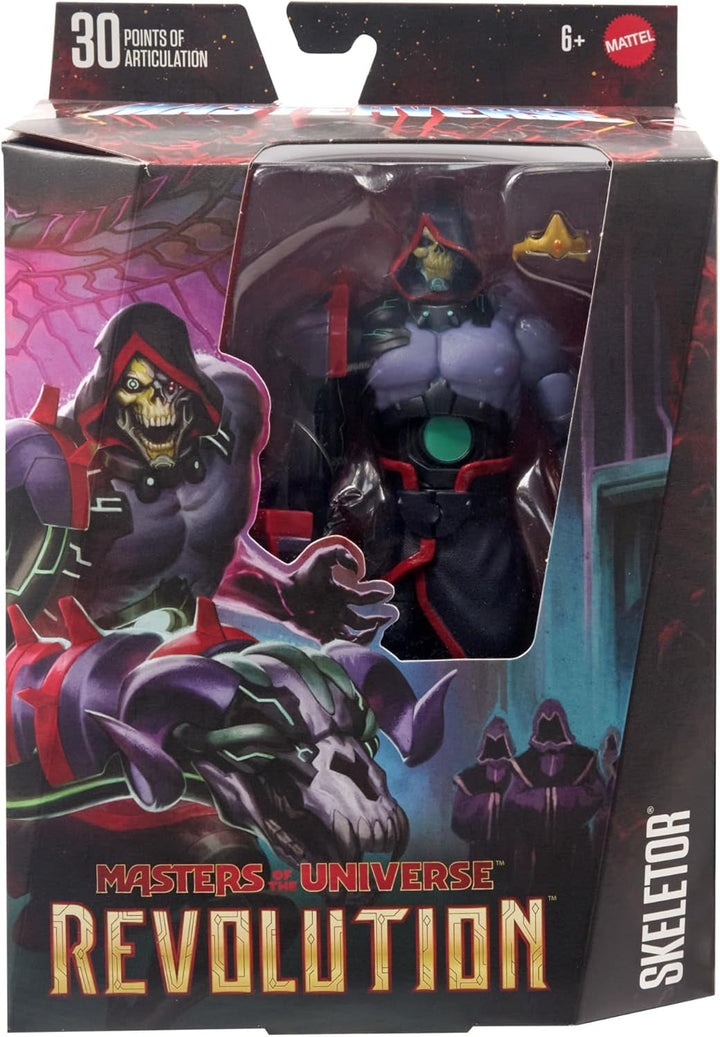 Masters of the Universe: Revolution Masterverse Skeletor Action Figure, figurină de colecție cu 30 de puncte de mișcare și braț robotic mobil, Motu Toy, HYC46