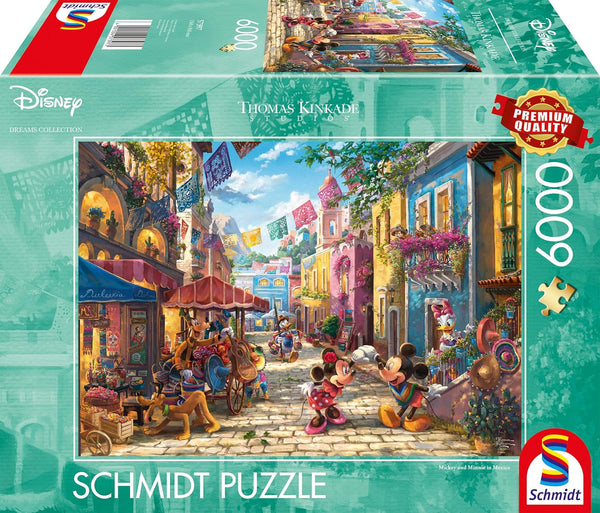 Schmidt Spiele 57397 Thomas Kinkade, Disney, Mickey și Minnie în Mexic, puzzle jigsaw 6000 piese