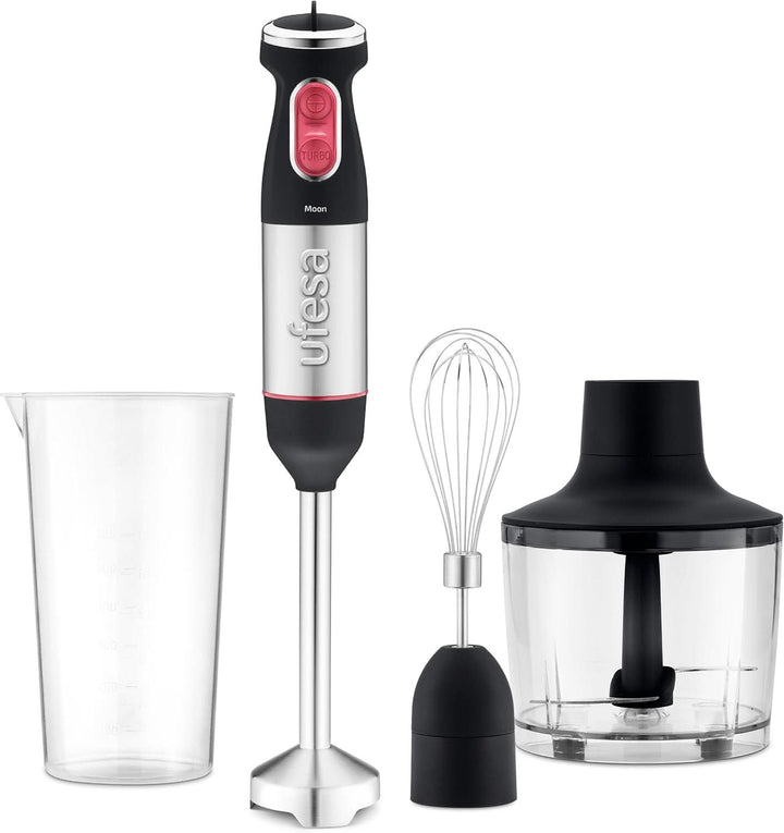 Ufesa Galaxy Max Stabmixer, Leistung 1200 W, 24 Geschwindigkeitsstufen + TURBO, 4 Hocheffiziente Klingen, Ergonomisches Und Spritzwassergeschütztes Design, Zubehör Inklusive, Bpa-Frei