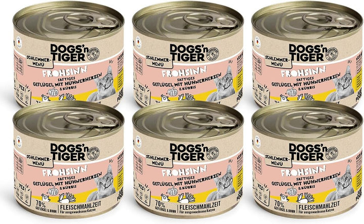 Dogs'N Tiger Gourmet Menu Glückskind, hrană umedă pentru pisoi, pui suculent și păstrăv - fără cereale, zahăr adăugat, conservanți artificiali, compatibilitate optimă, 6X400G