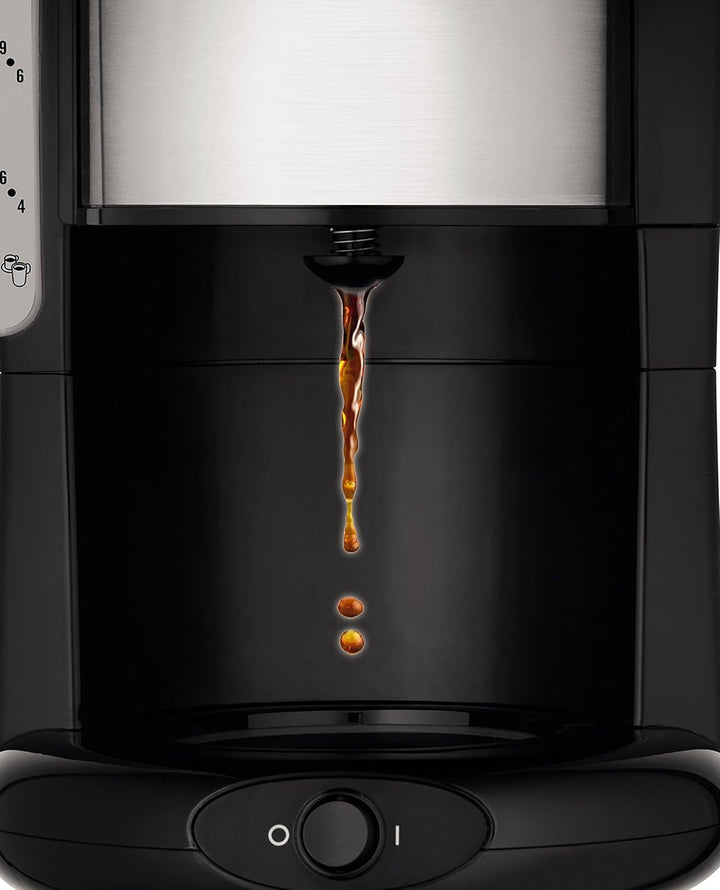 Moulinex FG360811 Cafetieră din sticlă Subito oțel inoxidabil mat, negru, 15 cești